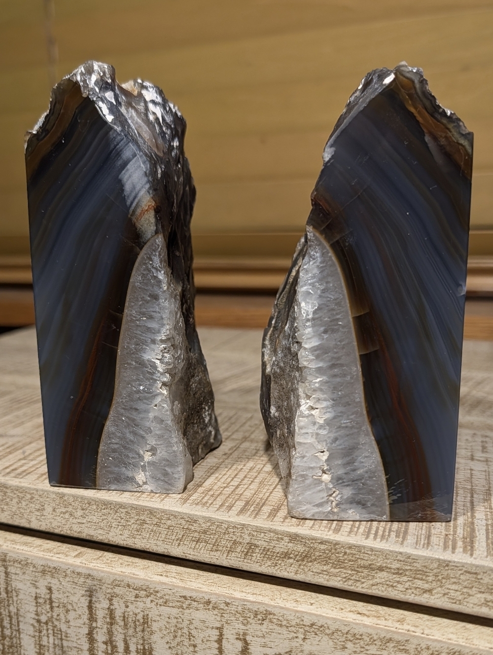 💲ON SALE💲Pair Of Agate Geodes Bookends or Design Pieces Natural Color - Picture 8 of 15